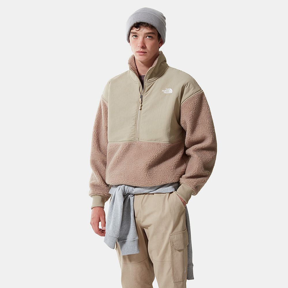 The North Face Fleece Mens Australia - The North Face Platte Sherpa ¼ Zip Khaki (DIR-924856)